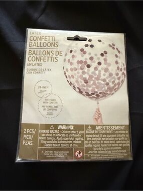 Large 24” Confetti Latex Balloon - 2 Pack- Mauve- Metallic